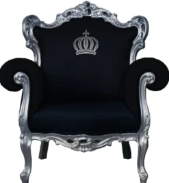 Casa Padrino Barock Sessel Pompöös von Harald Glööckler Schwarz / Silber - 95 x 80 x 105 cm