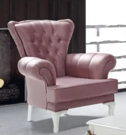 Casa Padrino Barock Sessel Rosa / Weiß 98 x 83 x H. 101 cm - Wohnzimmer Sessel im Barockstil - Barock Möbel