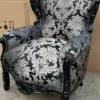 Casa Padrino Barock Sessel Silber Muster / Schwarz - Handgefertigter Massivholz Wohnzimmer Sessel - Antik Stil Wohnzimmer Sessel - Wohnzimmer Möbel im Barockstil - Barock Möbel