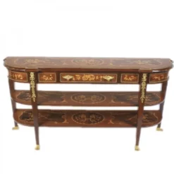 Casa Padrino Barock Sideboard TV Schrank aus massivem Mahagoni mit kunstvollen Intarsien, 130 x 60 x 35 cm