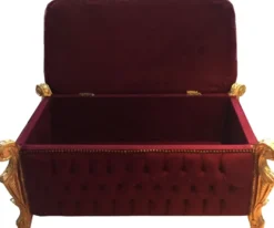 Casa Padrino Barock Sitzbank, Truhe Bordeaux / Gold - Barock Truhe