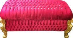 Casa Padrino Barock Sitzbank Truhe in Bordeaux und Gold mit Bling Bling Steinen, 120 x 55 x H. 58 cm