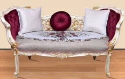 Casa Padrino Barock Sitzbank Grau / Mehrfarbig / Weiß / Gold 150 x 55 x H. 80 cm - Prunkvolle Massivholz Bank mit edlem Blumenmuster - Barock Möbel