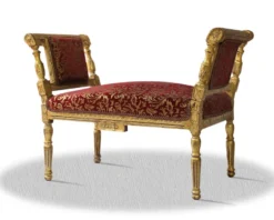 Casa Padrino Barock Sitzbank Gold Bordeaux Rot Muster, Massivholz Blattgold, 110 x 40 x H. 70 cm