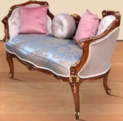 Casa Padrino Barock Sitzbank Blau / Beige / Braun / Gold 150 x 55 x H. 80 cm - Prunkvolle Massivholz Bank mit edlem Blumenmuster - Möbel im Barockstil