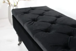 Casa Padrino Barock Sitzbank mit Truhe in Schwarz, Samtstoff, Holzbeine mit Rollen, 110 x 40 x 40 cm