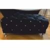 Casa Padrino Barock Sitzbank mit Glitzersteinen Schwarz / Silber 100 cm - Barock Möbel
