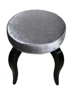 Casa Padrino Barock Sitzhocker Grau / Schwarz - Designer Rundhocker - Luxus Qualität