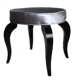 Casa Padrino Barock Sitzhocker Grau / Schwarz - Designer Rundhocker - Luxus Qualität