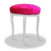 Casa Padrino Barock Sitzhocker Weiß Rosa Silber - Barock Rundhocker