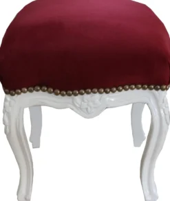 Casa Padrino Barock Sitzhocker Rot / Gold Höhe 40 cm, Breite 35 cm - Barock Möbel