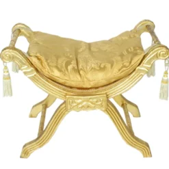 Casa Padrino Barock Sitzhocker - Kreuzhocker Gold Muster / Gold - Antik Möbel