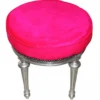 Casa Padrino Barock Sitzhocker / Rundhocker Pink / Silber