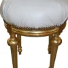 Casa Padrino Barock Sitzhocker - Rundhocker Weiß Lederoptik / Gold - Barock Hocker Möbel
