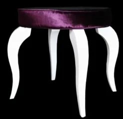 Casa Padrino Barock Sitzhocker Lila / Weiß - Designer Rundhocker - Luxus Qualität