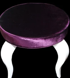 Casa Padrino Barock Sitzhocker Lila / Weiß - Designer Rundhocker - Luxus Qualität