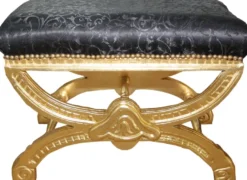 Casa Padrino Barock Sitzhocker / Kreuzhocker Schwarz Muster / Gold