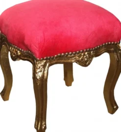 Casa Padrino Barock Sitzhocker Rot / Gold Höhe 40 cm, Breite 35 cm - Barock Möbel