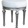 Casa Padrino Barock Sitzhocker / Rundhocker Weiß / Silber