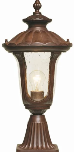 Casa Padrino Barock Sockelleuchte Rost Ø 23,5 x H. 51 cm - Wetterbeständige Außenleuchte - Garten Leuchte - Terrassen Leuchte - Barock Außenleuchte - Gartenlaterne - Nostalgische Außenbeleuchtung