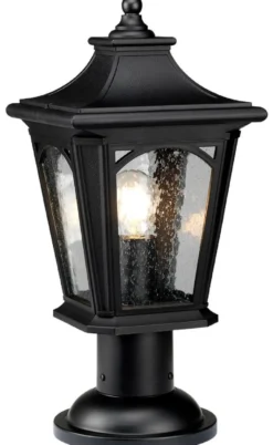 Casa Padrino Barock Sockelleuchte Schwarz Ø 21,6 x H. 47 cm - Wetterfeste Garten Terrassen Außenleuchte Stehleuchte Gartenlaterne - Nostalgische Außenbeleuchtung