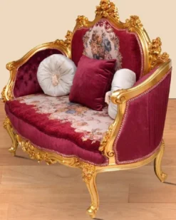 Casa Padrino Barock Sofa Bordeauxrot / Mehrfarbig / Gold - Handgefertigtes Wohnzimmer Sofa im Barockstil - Prunkvolle Barock Wohnzimmer Möbel