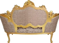 Casa Padrino Barock Sofa Braun / Antik Gold - Prunkvolles Wohnzimmer Sofa im Barockstil - Wohnzimmer Möbel im Barockstil - Barock Möbel - Barock Einrichtung