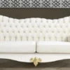 Casa Padrino Barock Sofa Creme / Weiß / Gold 224 x 83 x H. 112 cm - Wohnzimmer Sofa mit Glitzersteinen - Edle Barock Möbel
