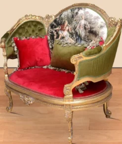 Casa Padrino Barock Sofa Grün / Rot / Mehrfarbig / Gold - Handgefertigtes Wohnzimmer Sofa im Barockstil - Barock Wohnzimmer Möbel