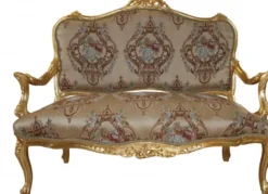 Casa Padrino Barock Sofa im italienischen Stil Creme Muster und Gold 138 x 68 x 111 cm