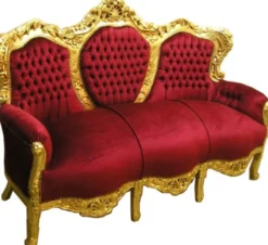 Casa Padrino Barock Sofa King im Antik Stil Bordeaux Rot und Gold, Breite 180 cm