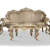 Casa Padrino Barock Sofa Set 3er Sofa 4 Sessel und Tisch mit Glasplatte - Antik Stil Gold 220 x 70 x 130 cm