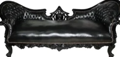 Casa Padrino Barock Sofa Vampire Schwarz/Schwarz - Luxuriöse Lounge Couch - 200 x 75 x 82 cm