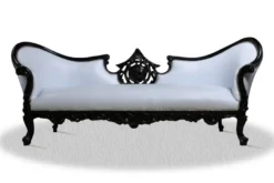 Casa Padrino Barock Sofa Vampire in Hochglanzschwarz und Weiß, 220 x 70 x H. 80 cm - Luxuriöse Lounge Couch