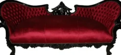 Casa Padrino Barock Sofa Vampire Bordeaux / Schwarz, Breite 200 cm, Höhe 82 cm, Tiefe 75 cm, Sitzhöhe 45 cm