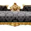 Casa Padrino Barock Sofa Vampire im Antik Stil, Schwarz mit Muster und Gold, 200 x 75 x 82 cm