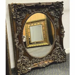Casa Padrino Barock Spiegel Antik Gold / Grau H. 88 cm - Barockstil Möbel