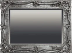 Casa Padrino Barock Spiegel Antik Silber 118 x H. 88 cm - Rechteckiger Wandspiegel im Barockstil - Prunkvoller Antik Stil Garderoben Spiegel - Barock Interior - Handgefertigte Barock Möbel