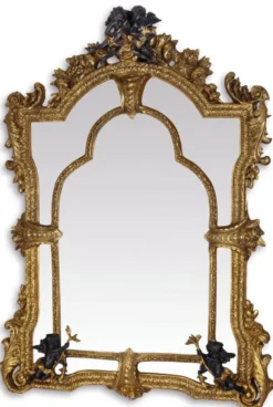 Casa Padrino Barock Spiegel Gold / Schwarz 101 x H. 138,5 cm - Prunkvoller Wandspiegel im Barockstil
