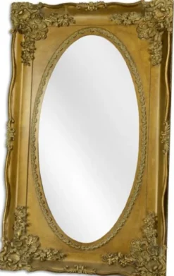Casa Padrino Barock Spiegel Gold 94 x H. 154,5 cm - Prunkvoller ovaler Wandspiegel im Barockstil
