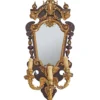 Casa Padrino Barock Spiegel Gold / Braun 85 x H. 160 cm - mit 3-flammigem Wandleuchter - Prunkvoller Wandspiegel im Barockstil - Antik Stil Garderoben Spiegel - Wohnzimmer Spiegel - Barock Möbel