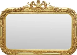 Casa Padrino Barock Spiegel Gold 140 x H. 95 cm - Handgefertigter Antik Stil Wandspiegel - Garderoben Spiegel - Wohnzimmer Spiegel - Barock Möbel
