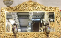 Casa Padrino Barock Spiegel Gold 210 x H. 150 cm - Riesiger handgefertigter Antik Stil Wandspiegel - Prunkvolle Barock Möbel