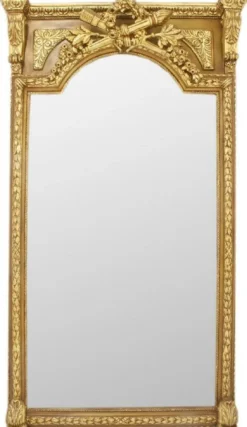 Casa Padrino Barock Spiegel Gold 120 x H. 225 cm - Prunkvoller Wandspiegel im Barockstil - Antik Stil Garderoben Spiegel - Wohnzimmer Spiegel - Barock Möbel