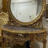 Casa Padrino Barock Spiegelkonsole mit Marmorplatte Gold / Grau - Prunkvolle Barock Konsole mit Spiegel - Handgefertigte Barock Möbel