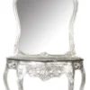 Casa Padrino Barock Spiegelkonsole im Antik Stil, Silber mit schwarzer Marmorplatte, 95 x 40 x H. 190 cm