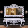 Casa Padrino Barock Spiegelkonsole Weiß mit weißer Marmorplatte, Massivholz, L 285 x H 100 x T 55 cm