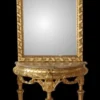 Casa Padrino Barock Spiegelkonsole mit Marmorplatte in Gold, Antik Look, Gesamthöhe 210 cm