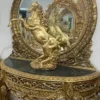 Casa Padrino Barock Spiegelkonsole mit Marmorplatte Gold / Schwarz - Prunkvolle Barock Konsole mit Spiegel - Handgefertigte Barock Möbel