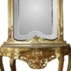 Casa Padrino Barock Spiegelkonsole Gold mit Marmorplatte und mit schönen Barock Verzierungen auf dem Spiegelglas Mod6 - Antik Look